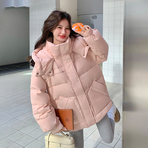 新品 现货 设计款粉色连帽90绒羽绒服2C139-877-P275-K408图片