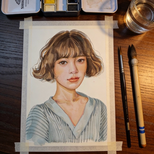 纯手绘水彩画彩铅人物头像定制肖像画定制画照片素描