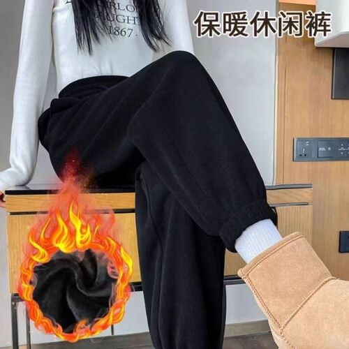 灯芯绒加绒加厚女裤子秋冬季潮流大码百搭显瘦外穿哈伦裤束脚长裤
