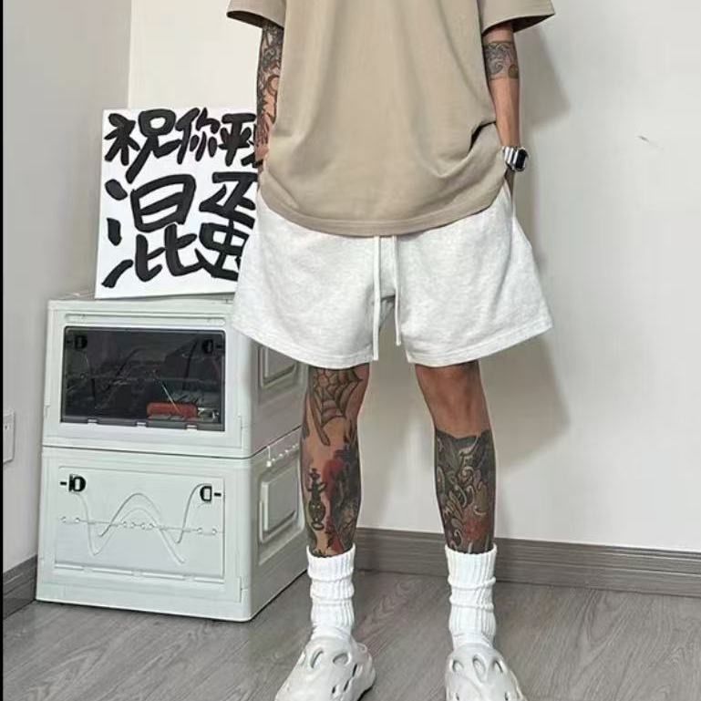 美式潮牌纯色基础款休闲宽松短裤男款夏季篮球运动抽绳百搭五分裤