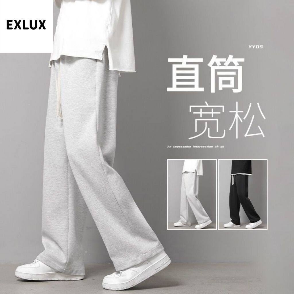 新款休闲裤男女学生薄款季垂感运动阔腿宽松大码情侣学生直筒卫裤