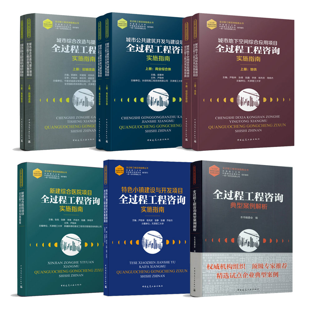 【套装】全过程工程咨询典型案例解析+特色小镇建设+城市综合改造与提升+新建综合医院+城市公共建筑开发与建设+市地下空间综合