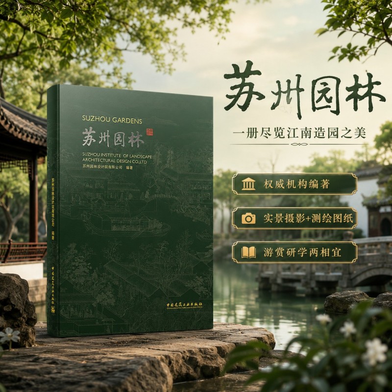 【建工社官方正版】苏州园林 一册尽览江南造园之美 权威机构编著 实景摄影测绘图纸 游赏研学两相宜 历史渊源造园理论与设计手法