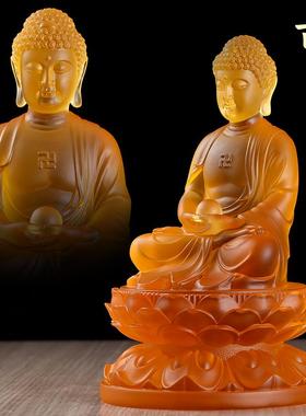 古法琉璃阿弥陀佛佛像摆件