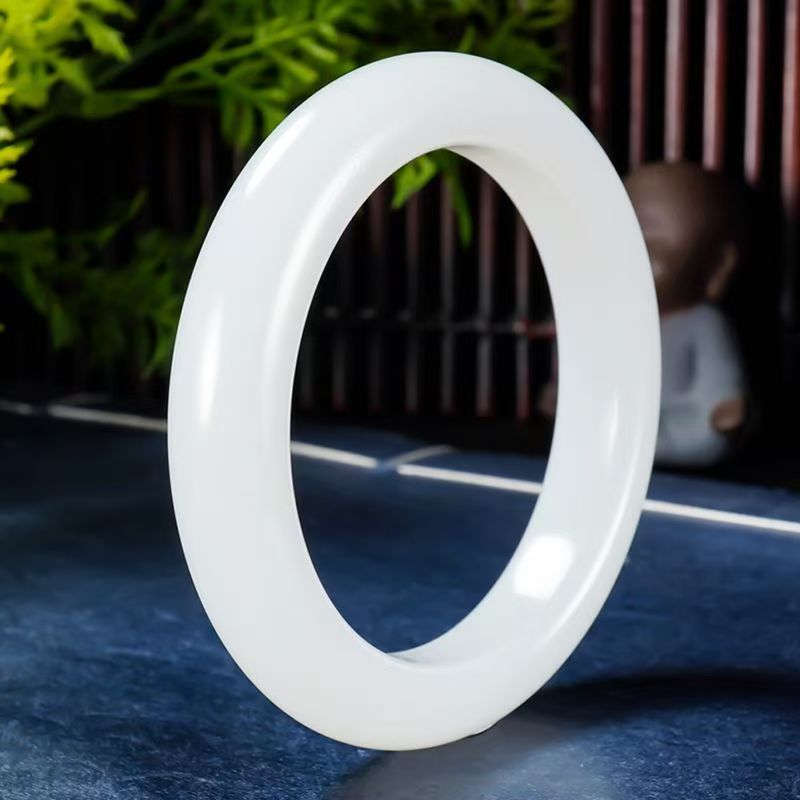 新疆和田金丝玉旺夫真玉手镯女款天然正品玉石羊脂白级少女玉镯子