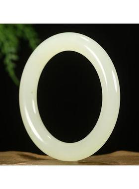 天然新疆和田玉手镯青白玉胖圆条镯子女款晴水色玉镯子正品包邮