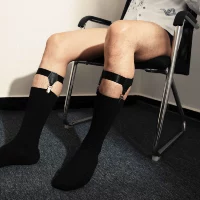 Мужской сексуальный классический костюм, металлическая портупея на ногу, стеганые колготки, европейский стиль, в стиле панк