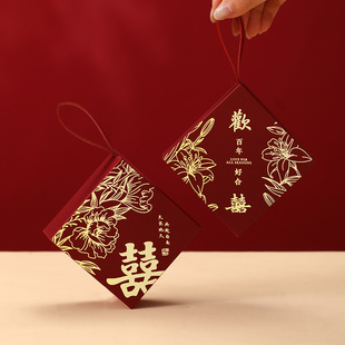 结婚喜糖盒子礼糖婚礼伴手礼糖果礼盒装 手提喜糖袋 空盒子2025新款