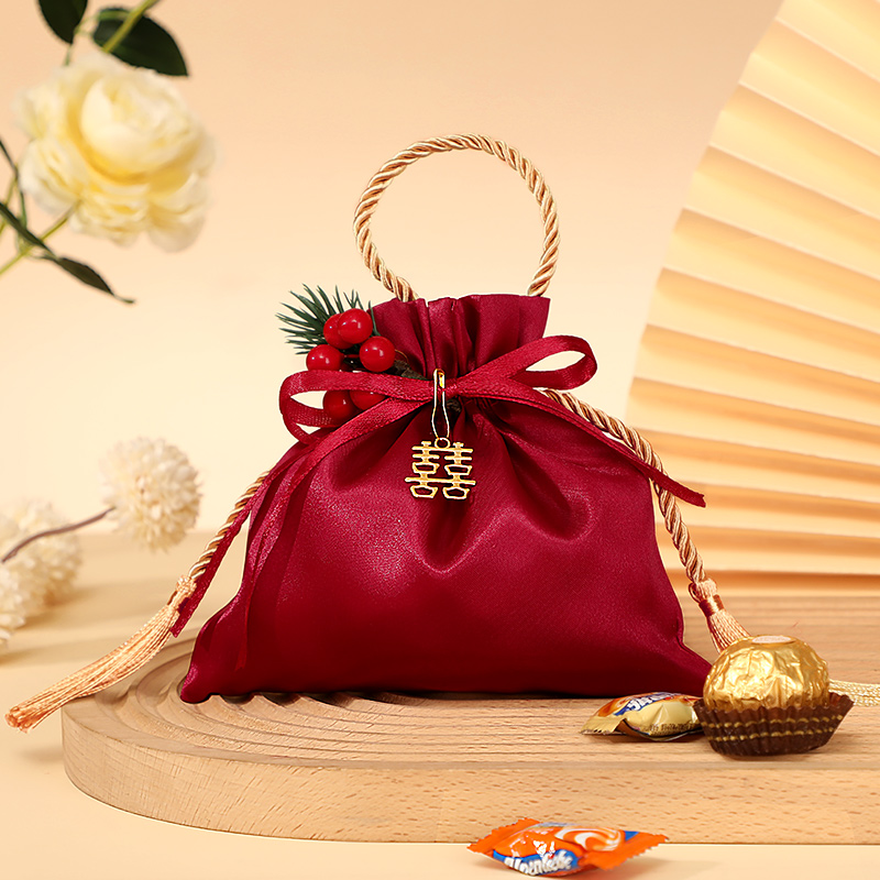 喜糖袋结婚高级感手提喜糖袋子新款免折叠布艺糖果礼盒订婚伴手礼