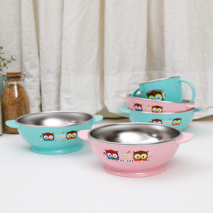 进口Edison儿童不锈钢碗防摔防烫卡通汤碗大童宝宝婴幼儿吃饭餐具
