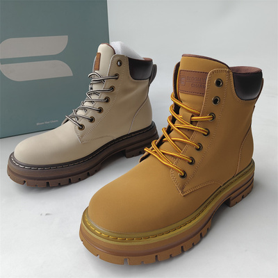 comely/康莉品牌撤柜处理真皮女鞋是厚底马丁靴圆头系带大黄短靴