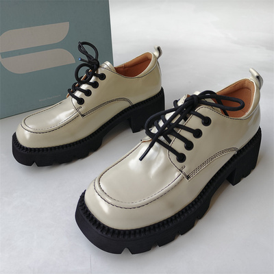 comely/康莉品牌撤柜处理真皮女鞋时尚厚底粗跟深口系带百搭单鞋