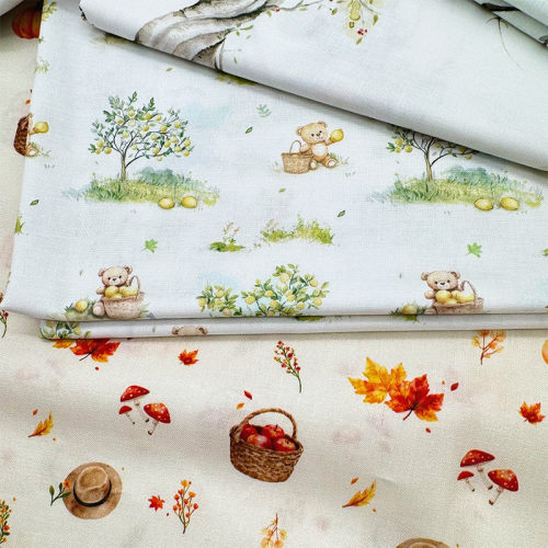 20支全棉印花布卡通纯棉布料diy手工布头床品服装面料60s平纹花布