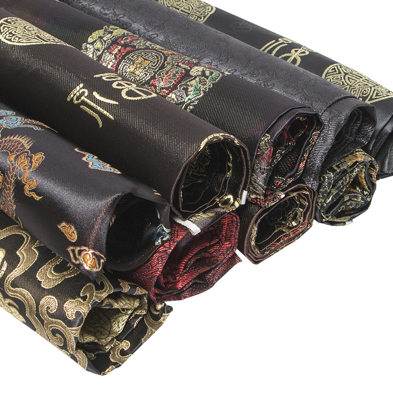 唐装织锦缎仿古凤尾花纹布料面料