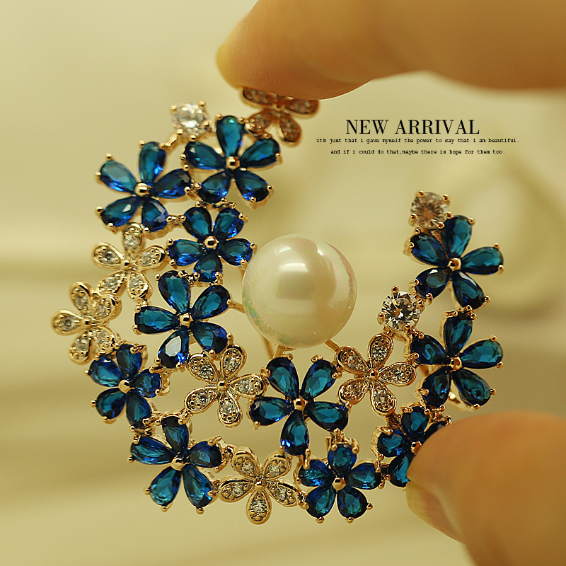 XZ锆石月亮花饰品外套大衣胸针