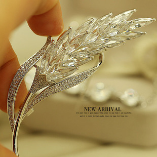 XZ312素雅超大麦穗合成水晶韩版胸针女胸花女韩国饰品领夹别针丝