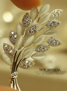 XZ169淡雅合成猫眼麦穗水晶韩版胸针女胸花女韩国饰品领夹别针丝