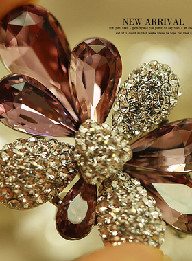 XZ37异形花奥地利合成水晶韩版胸针女胸花女韩国饰品领夹别针丝