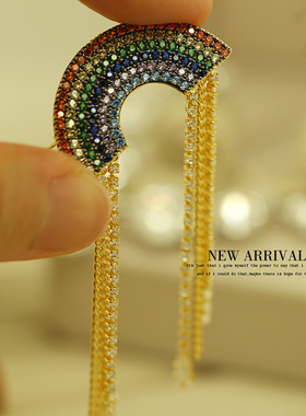 XZ409彩虹流苏水晶优雅韩版胸针女胸花女韩国饰品领夹别针丝巾扣