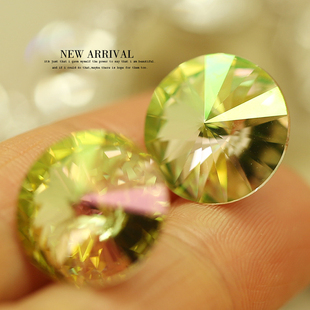 E79夜光绿圆奥地利合成水晶耳钉耳环坠耳坠耳韩版耳环女针耳坠