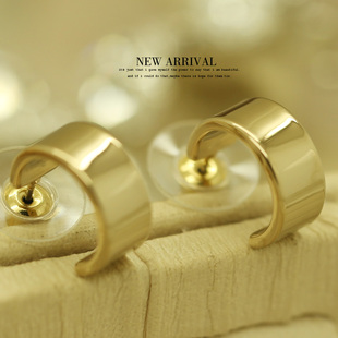 E62半圆环金属合成水晶耳钉耳坠耳环韩版耳环女针耳坠