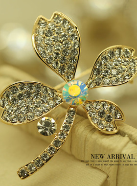 XZ155白钻叶子合成水晶胸针女高档气质胸花别针西装配饰潮新