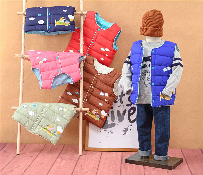 儿童羽绒棉马甲保暖女童背心中大童秋冬加厚马夹男童内外穿轻棉服