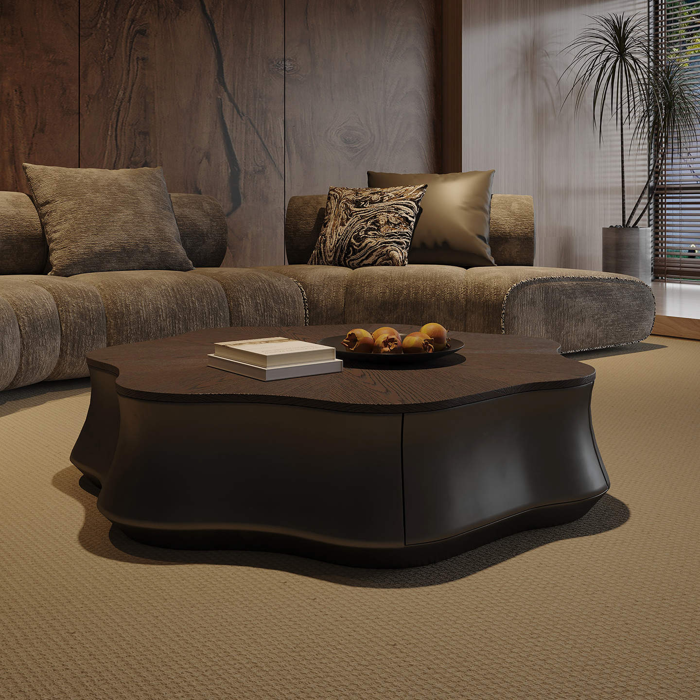 纳威异形花瓣茶几中古风客厅家用圆形矮桌高级感意式极简网红新款