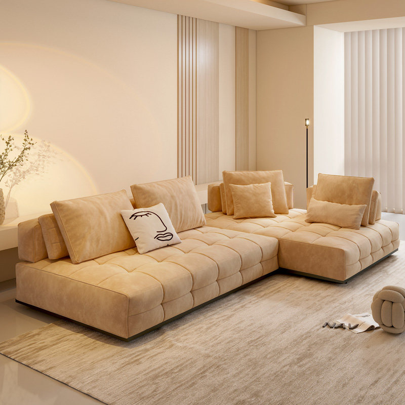 纳威意式极简劳伦斯布艺沙发现代简约轻奢侘寂奶油风客厅高端大气