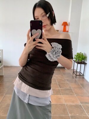 【刘千万】买手店天丝小众高级质感爱马仕橘绿纽结斜领短袖T恤女