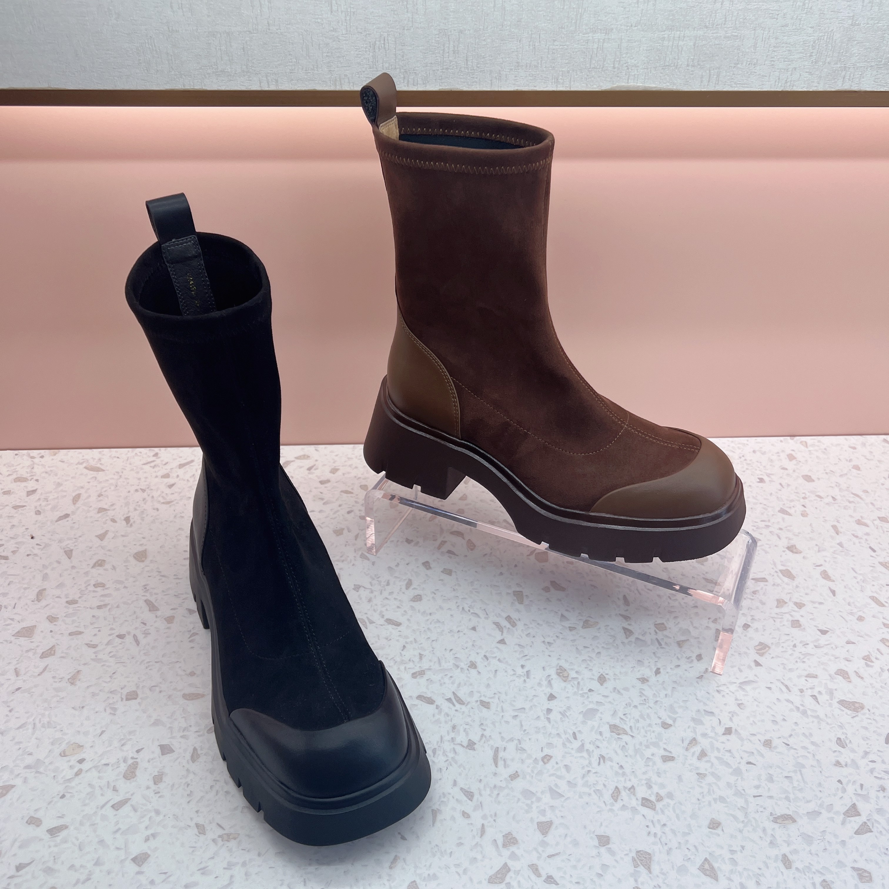 中筒靴增高弹力袜靴女