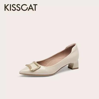 KISSCAT接吻猫浅口单鞋2025春银锭季尖头女鞋KA65165/K75165A-10