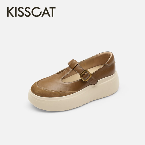 KISSCAT接吻猫T字带玛丽珍26秋新品厚底增高复古长腿鞋K76567A-56