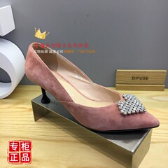 迪芙斯正品2019秋新款爱心钻扣高低跟女单鞋DF93111021DF93111020