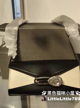 国现AlexanderMcqueen麦昆经典水钻别针款拼色链条包手拿包斜挎包