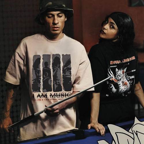 美式说唱travisscott&playboi carti男女潮牌大码短袖嘻哈胖子T恤