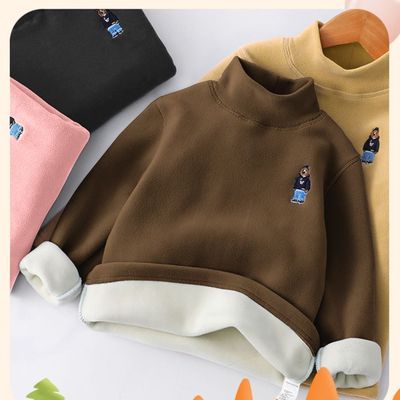儿童装冬款加厚保暖半高领打底衫男童女童秋冬装加绒内搭宝宝上衣