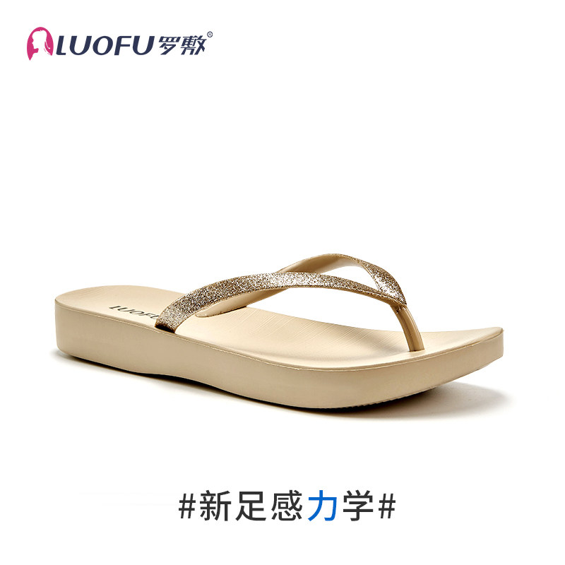 LUOFU罗敷拖鞋女夏新款人字拖坡跟厚底夹脚外穿防滑不累脚凉拖鞋