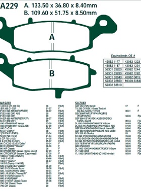 适用川崎VN250 VN900 VN1500 VN1600  VN1700前刹车片 刹车皮