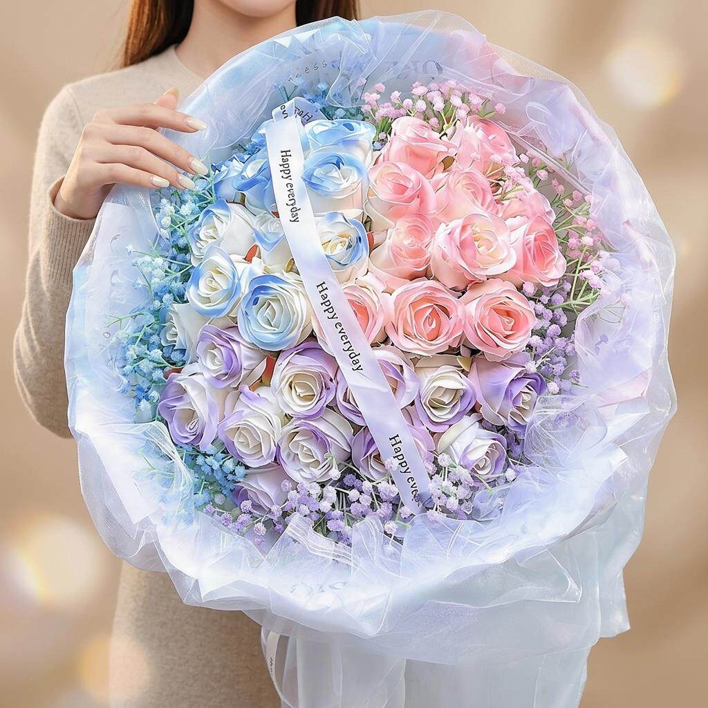 双色三色混搭玫瑰花束真鲜花速递