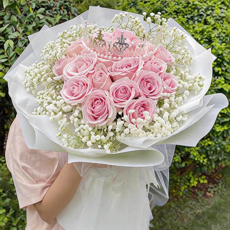 19朵粉玫瑰花束真鲜花速递同城