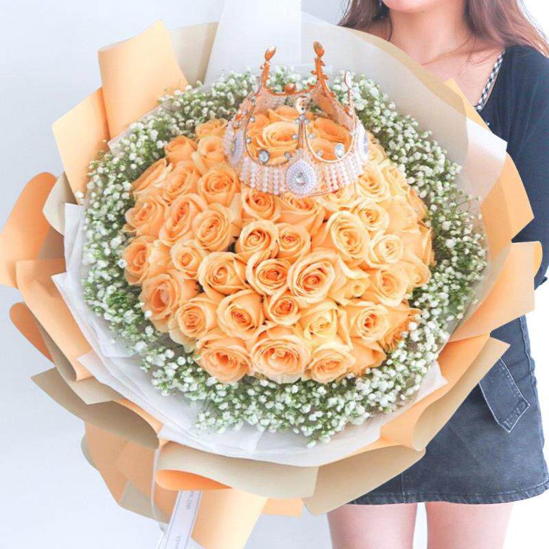 99朵香槟玫瑰花束送女友生日礼物