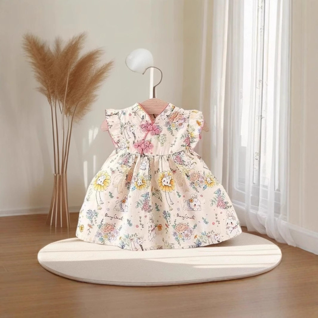 2025夏季新品韩国童装韩版洋气款女童蕾丝连衣裙两件套