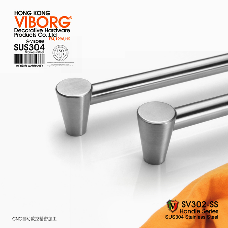 VIBORG 实心304不锈钢橱柜衣柜加长拉手抽屉拉手柜门把手现代简约