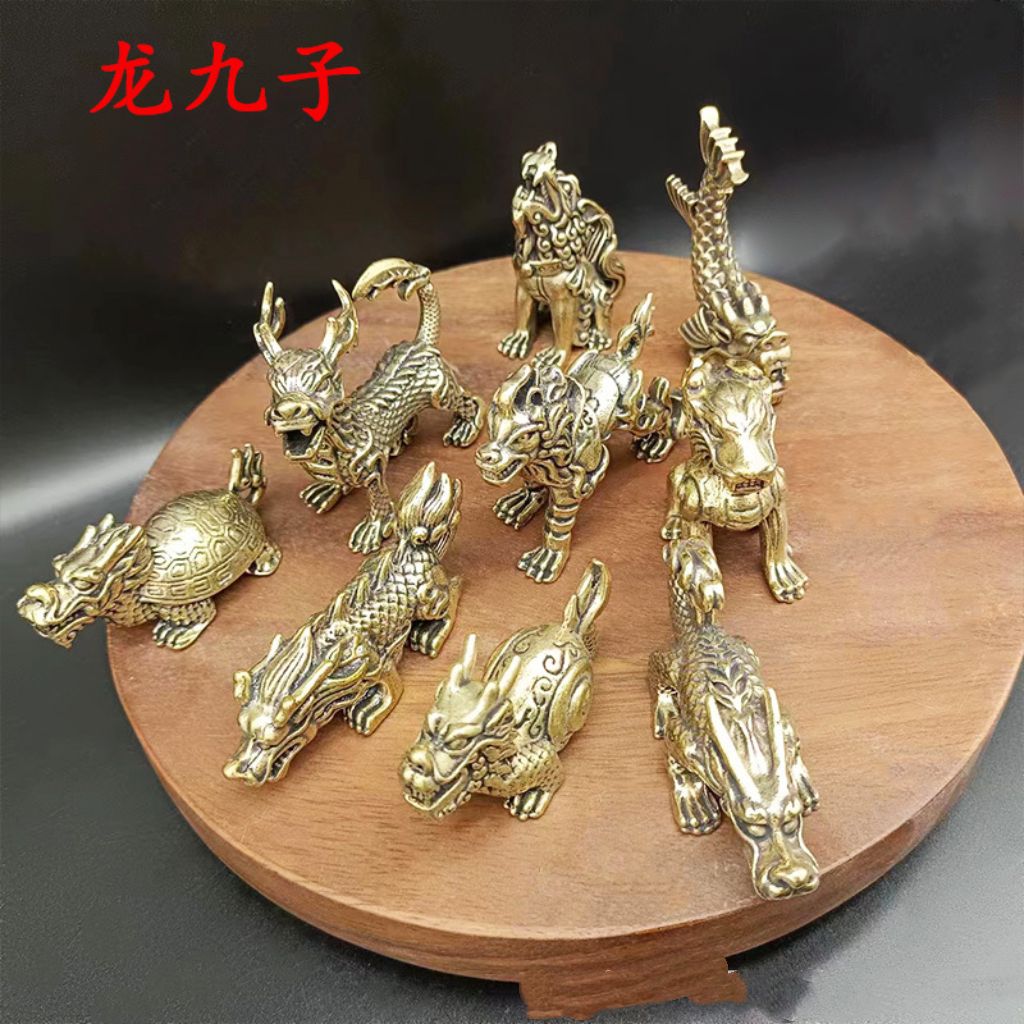 中国古代神兽龙九子黄铜实心吉祥瑞兽茶宠摆件办公桌装饰书房镇纸