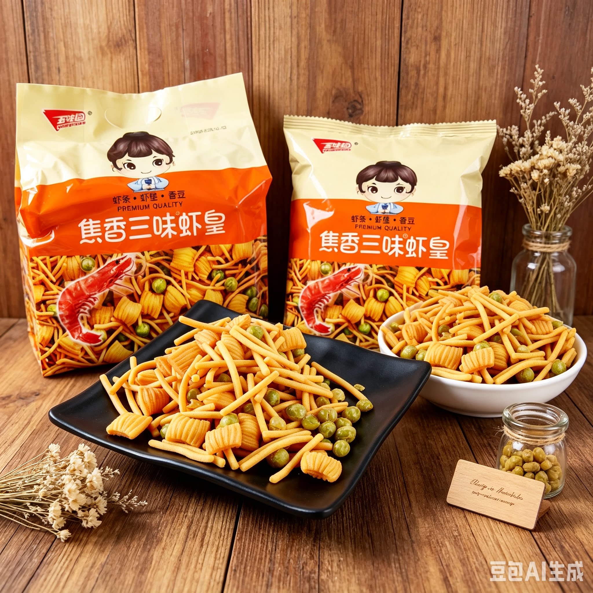 五味园焦香三味虾皇300克虾条