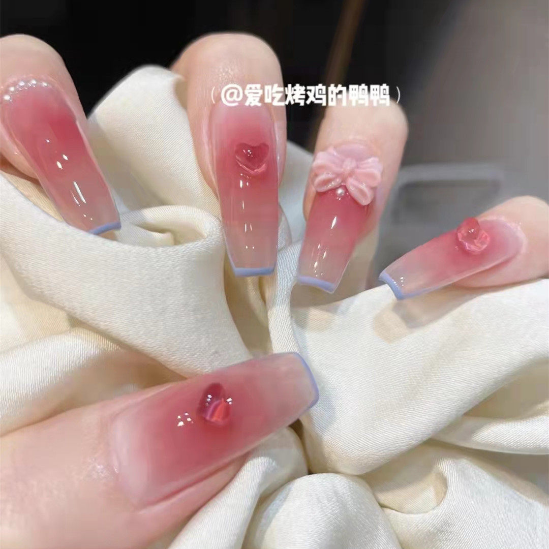 手工定制穿戴甲甜心草莓春夏美甲片高级成品显白仙女新娘指甲贴片