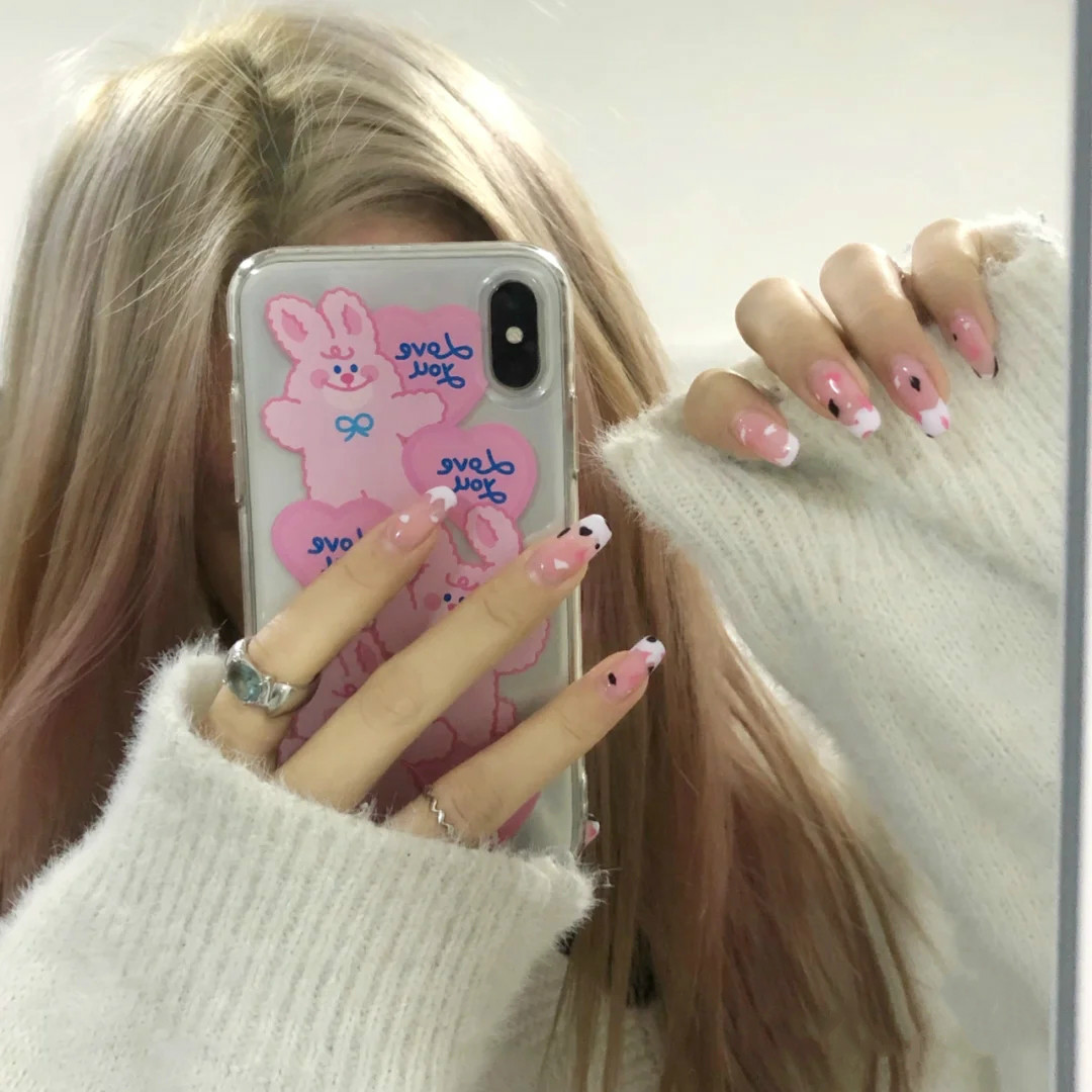 少女法式成品假指甲手工定制