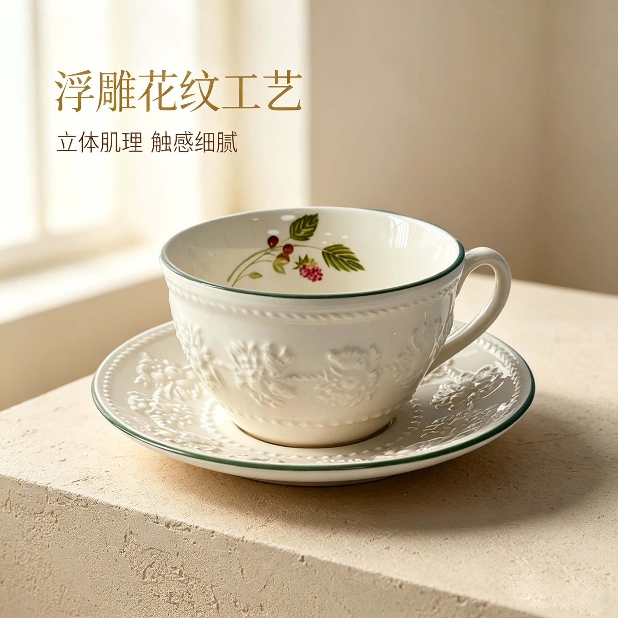 WG树莓咖啡杯碟欧式情侣对杯水杯