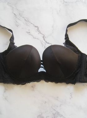 国内单~黑色光面有钢圈可拆卸肩带文胸内衣75A
